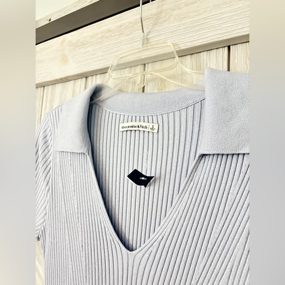 NWT Abercrombie & Fitch Polo Elevated Knit Mini Light Blue Dress - Picture 4 of 5